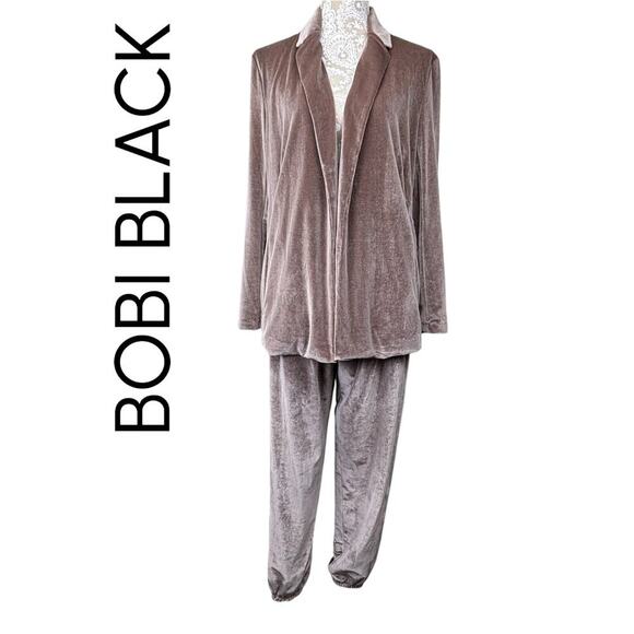 NWOT bobi BLACK Velour‎ Velvet Joggers Pink Mauve Size Large Barbiecore Softgirl - Picture 1 of 7